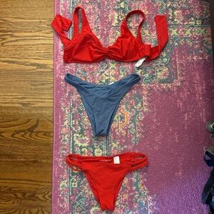 Abercrombie & Fitch Bundle Red and Blue Bikini Set